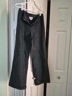Vintage LOFT Y2K Women's Wide Leg Linen Pants — Black